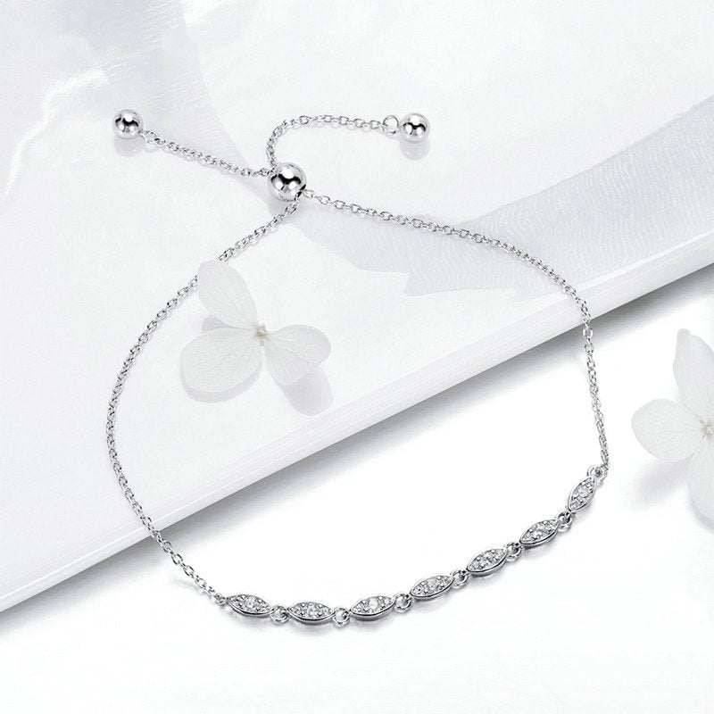 Bracelet Yeux Pétillants <titolo_esteso><span>en argent 925 plaqué or blanc ajustable avec zircons blancs</span></titolo_esteso> - Image 4