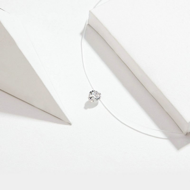Collier Point Lumineux <titolo_esteso><span>pendentif en argent 925 plaqué or blanc avec zircon blanc</span></titolo_esteso> - Image 4