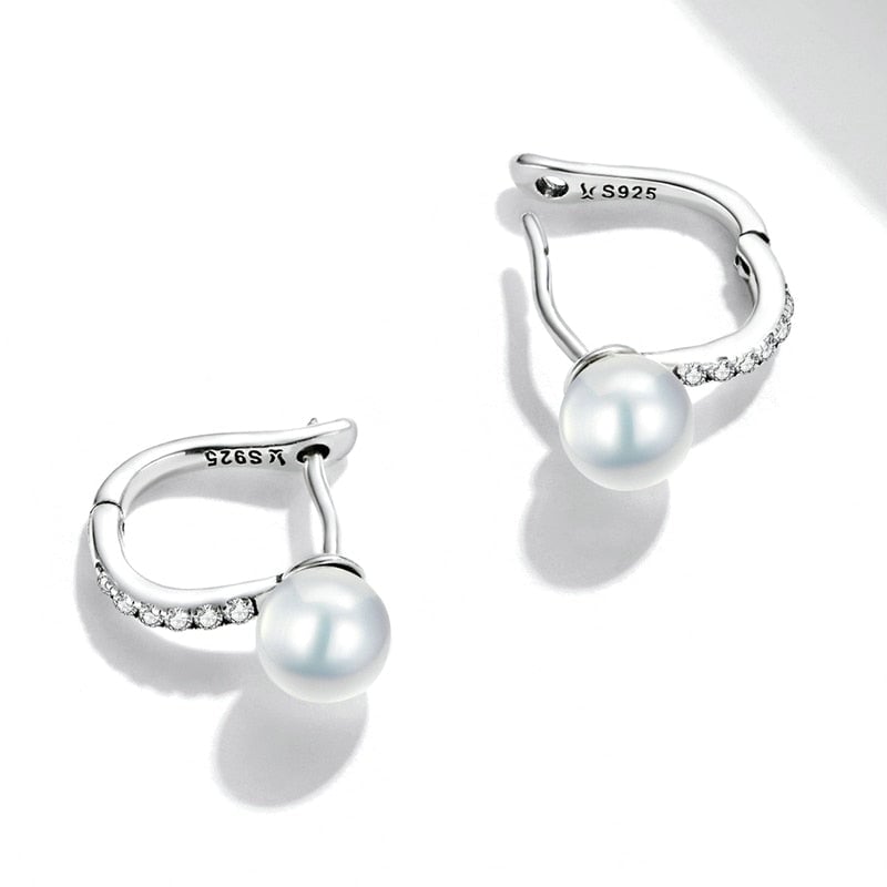 Boucles d'Oreilles Perles <titolo_esteso><span>en argent 925 plaqué or blanc avec zircons blancs</span></titolo_esteso> - Image 5