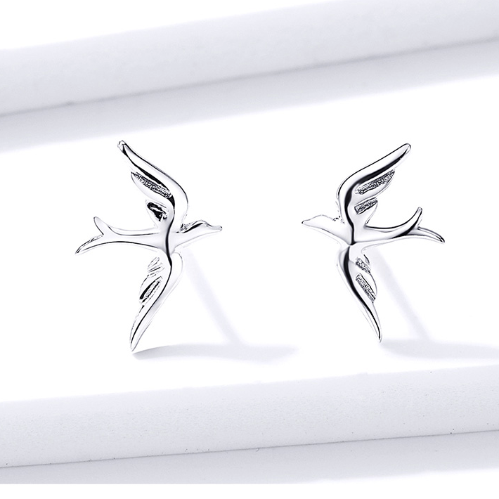 Boucles d'Oreilles Hirondelles <titolo_esteso><span>en argent 925 plaqué or blanc</span></titolo_esteso> - Image 5