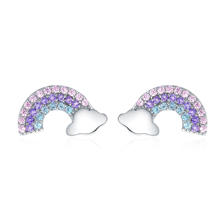 Boucles d'Oreilles Arcs en Ciel <titolo_esteso><span>en argent 925 plaqué or blanc avec zircons colorés</span></titolo_esteso>