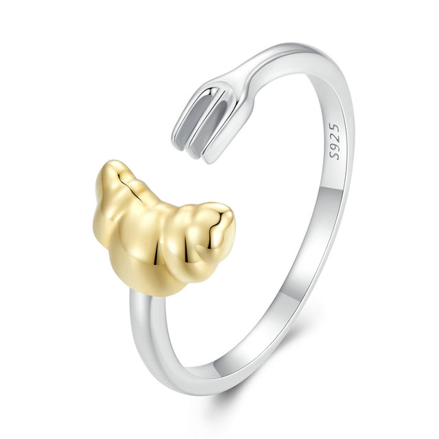 Bague Croissant <titolo_esteso><span>en argent 925 plaqué or blanc et or jaune ajustable</span></titolo_esteso>