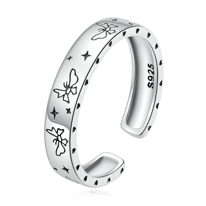 Bague Papillons <titolo_esteso><span>en argent 925 plaqué or blanc ajustable</span></titolo_esteso>