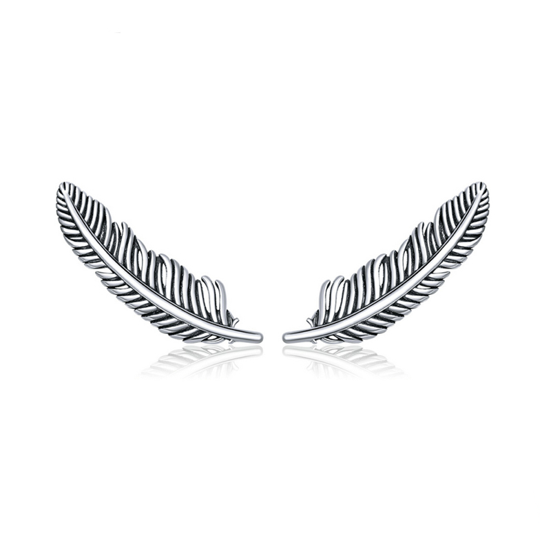 Boucles d'Oreilles Plumes <titolo_esteso><span>en argent 925 plaqué or blanc</span></titolo_esteso>