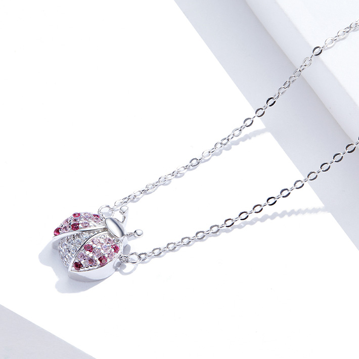 Collier Coccinelle <titolo_esteso><span>en argent 925 plaqué or blanc avec zircons colorés</span></titolo_esteso> - Image 4