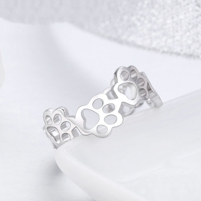 Bague Pattes <titolo_esteso><span>en argent 925 plaqué or blanc ajustable</span></titolo_esteso> - Image 5