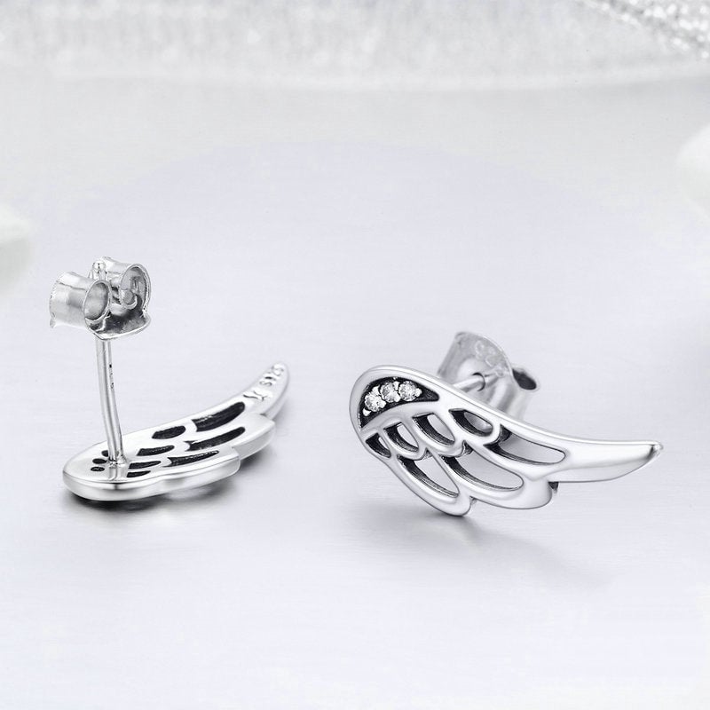 Boucles d'oreilles Petites Ailes <titolo_esteso><span>en argent 925 plaqué or blanc avec zircons blancs</span></titolo_esteso> - Image 4