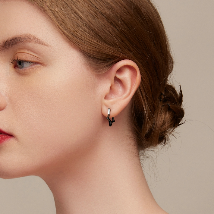 Boucles d'Oreilles Étoiles <titolo_esteso><span>en argent 925 plaqué noir</span></titolo_esteso> - Image 2