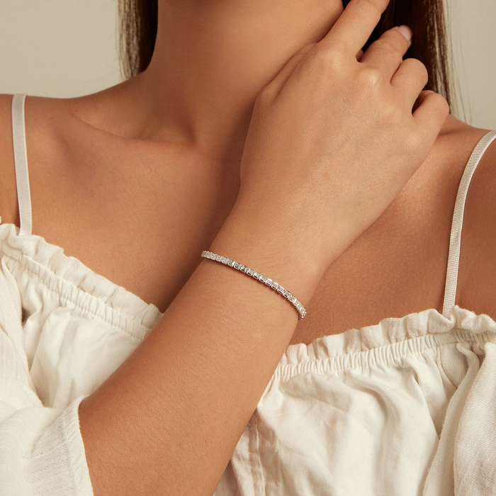 Bracelet Tennis <titolo_esteso><span>en argent 925 plaqué or blanc avec zircons blancs</span></titolo_esteso> - Image 2