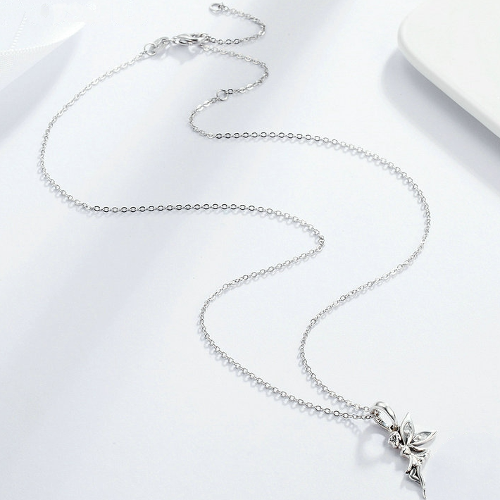 Collier Fée <titolo_esteso><span>en argent 925 plaqué or blanc ajustable avec zircons blancs</span></titolo_esteso> - Image 3