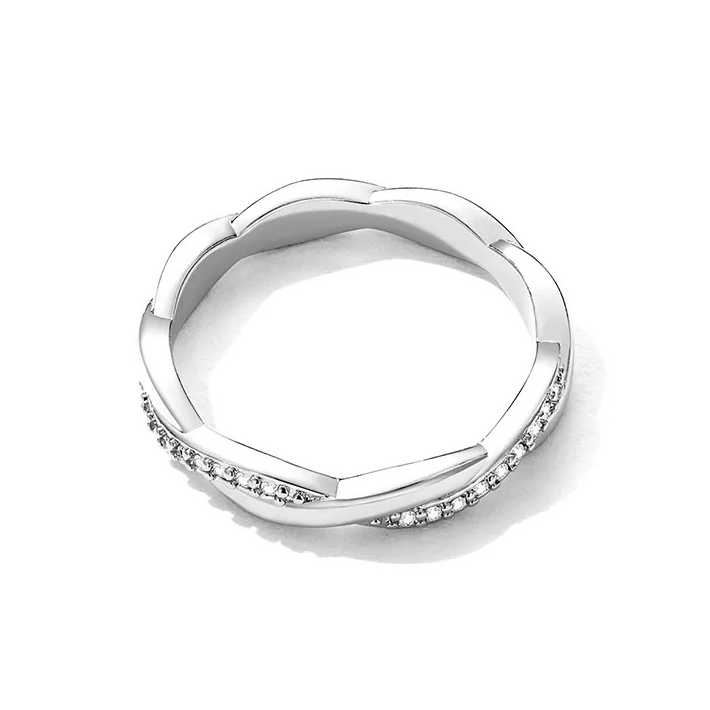 Bague Tressée <titolo_esteso><span>en argent 925 plaqué or blanc avec zircons blancs</span></titolo_esteso> - Image 4