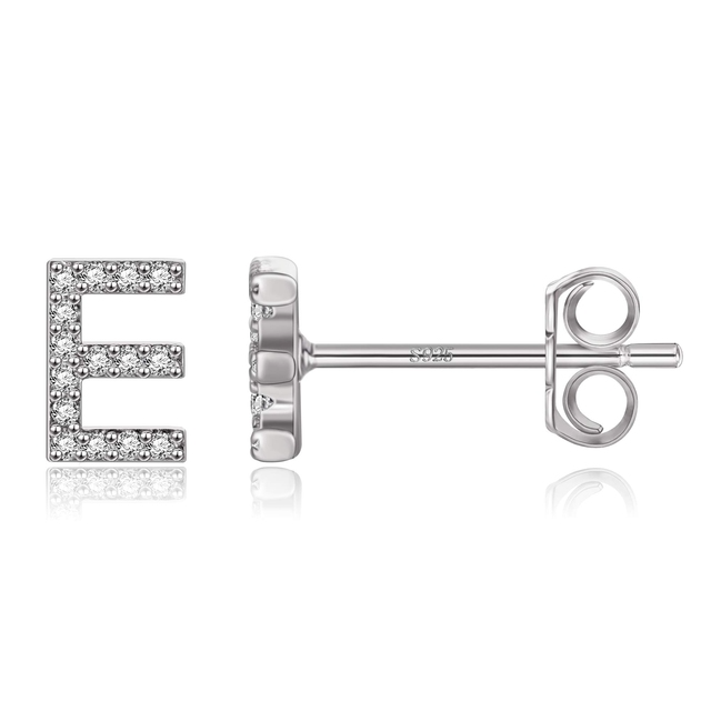 Boucles d'Oreilles Initiales <titolo_esteso><span>en argent 925 plaqué or jaune et or blanc avec zircons blancs</span></titolo_esteso> - Image 34