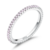 Bague d'Éternité Fine <titolo_esteso><span>en argent 925 plaqué or blanc avec zircons roses</span></titolo_esteso>