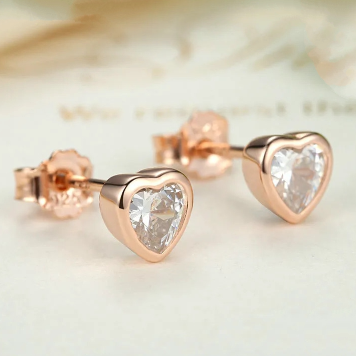 Boucles d'Oreilles Coeurs <titolo_esteso><span>en argent 925 plaqué or rose avec zircons blancs</span></titolo_esteso> - Image 3
