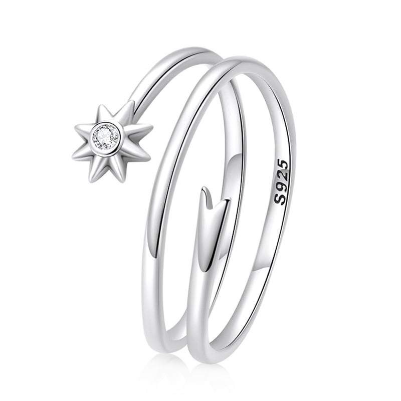 Bague Comète <titolo_esteso><span>en argent 925 plaqué or blanc ajustable avec zircon blanc</span></titolo_esteso>