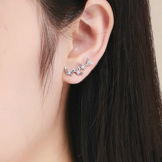 Boucles d'Oreilles Papillons <titolo_esteso><span>en argent 925 plaqué or blanc</span></titolo_esteso> - Image 2