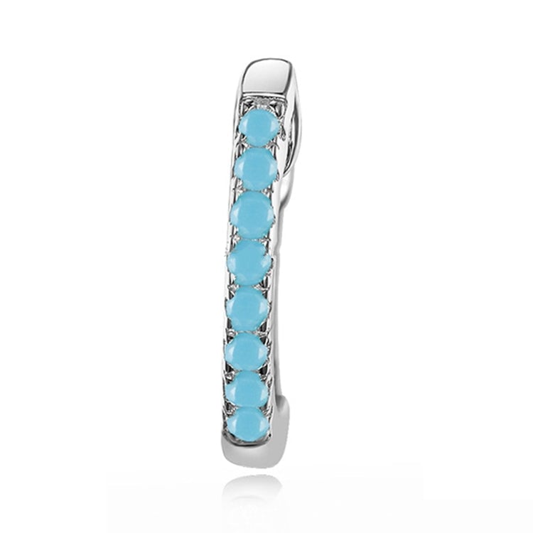 Boucles d'Oreilles Créoles Brillants <titolo_esteso><span>en argent 925 plaqué or blanc avec zircons bleus</span></titolo_esteso> - Image 3