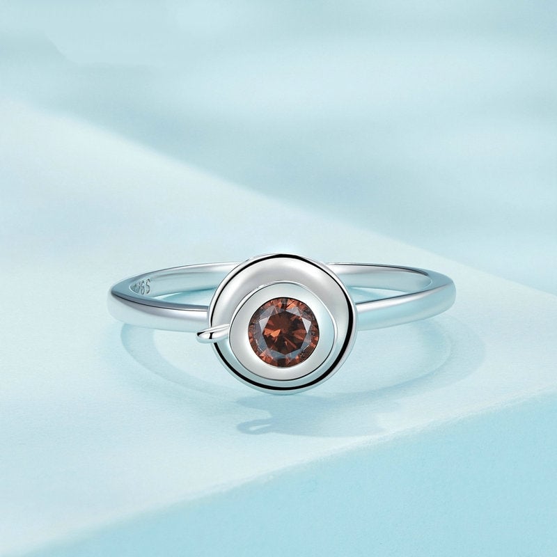 Bague Tasse de Café <titolo_esteso><span>en argent 925 plaqué or blanc ajustable avec zircon marron</span></titolo_esteso> - Image 3