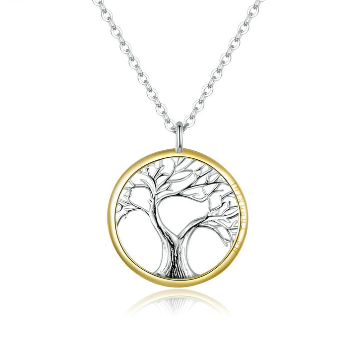 Collier Arbre de Vie <myopt><span>Argent Sterling 925 plaqué or blanc et or jaune</span></myopt>