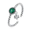 Bague Malachite <titolo_esteso><span>en argent 925 plaqué or blanc ajustable avec pendentif zircon blanc</span></titolo_esteso>
