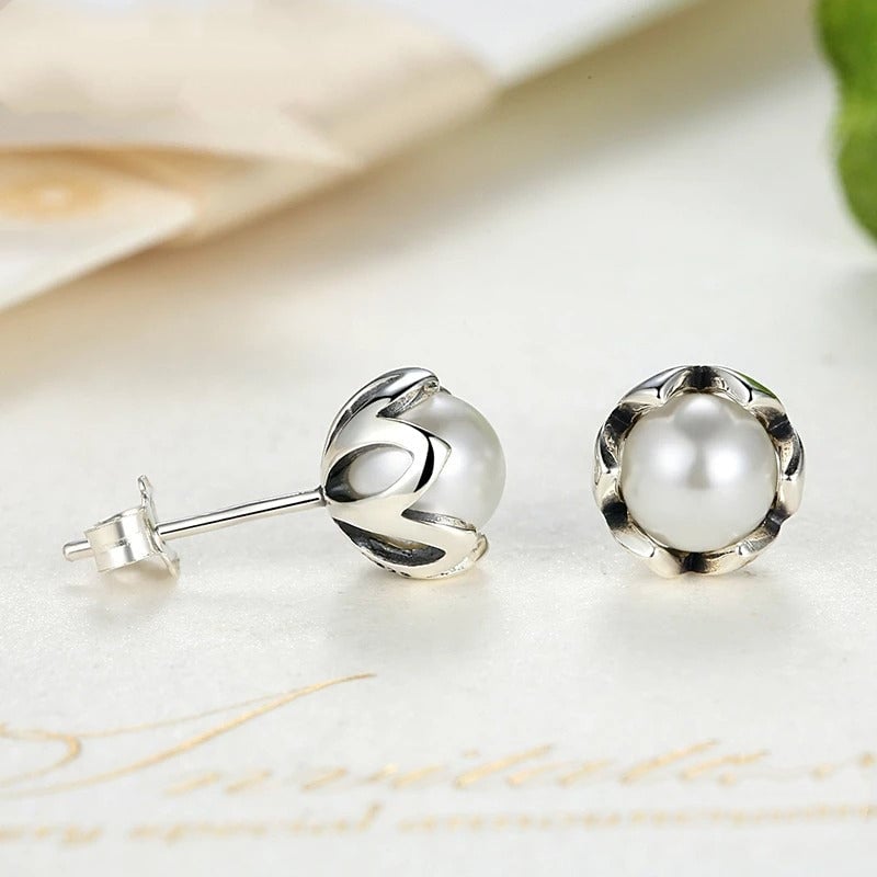 Boucles d'Oreilles Perles en Fleurs <titolo_esteso><span>en argent 925 plaqué or blanc</span></titolo_esteso> - Image 5