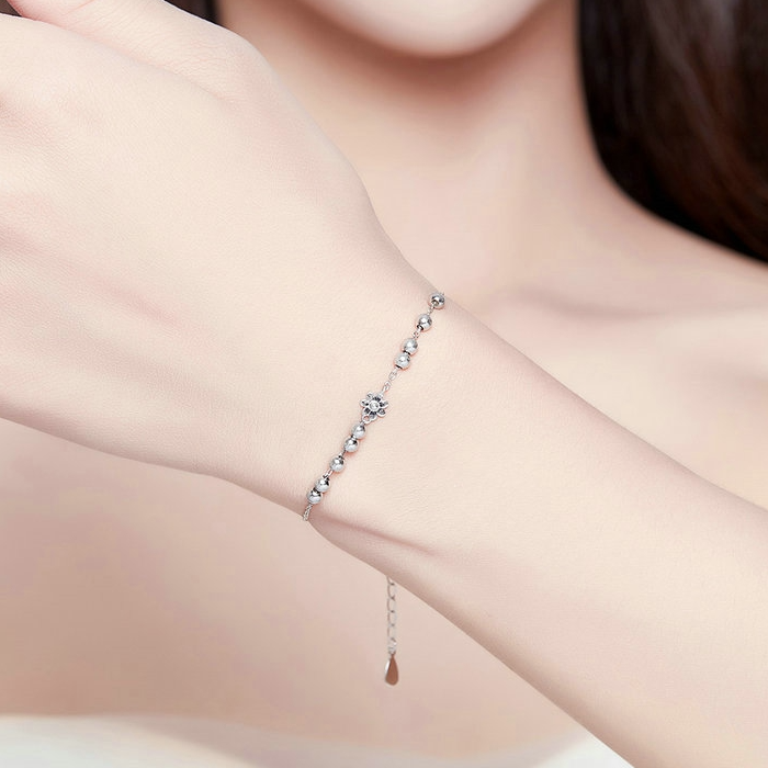 Bracelet Marguerites <titolo_esteso><span>en argent 925 plaqué or blanc ajustable</span></titolo_esteso> - Image 2
