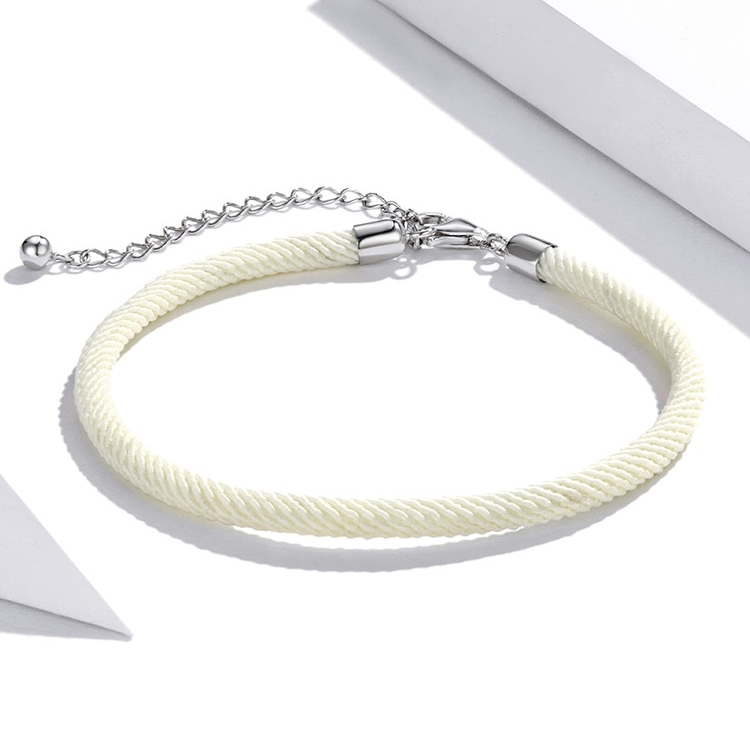 Bracelet Cordon Blanc <titolo_esteso><span>de style marin avec fermoir réglable en argent 925</span></titolo_esteso> - Image 3