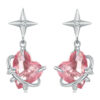 Boucles d'Oreilles Coeurs et Étoiles <titolo_esteso><span>en argent 925 plaqué or blanc avec zircons roses et blancs</span></titolo_esteso>
