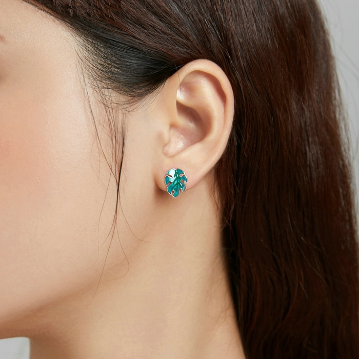 Boucles d'Oreilles Flamant Rose <titolo_esteso><span>en argent 925 plaqué or blanc émaillé à la main</span></titolo_esteso> - Image 2