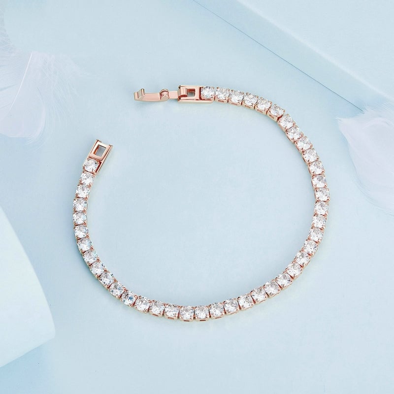 Bracelet Tennis <titolo_esteso><span>en acier inoxydable plaqué or rose avec zircons blancs</span></titolo_esteso> - Image 4