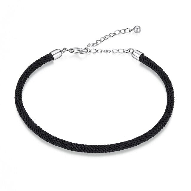 Bracelet Cordon Noir <titolo_esteso><span>de style marin avec fermoir réglable en argent 925</span></titolo_esteso>