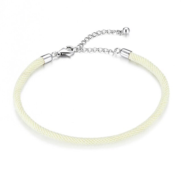Bracelet Cordon Blanc <titolo_esteso><span>de style marin avec fermoir réglable en argent 925</span></titolo_esteso>