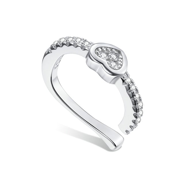 Bague d'Oreilles Coeur <titolo_esteso><span>en argent 925 plaqué or blanc avec zircons blancs</span></titolo_esteso>
