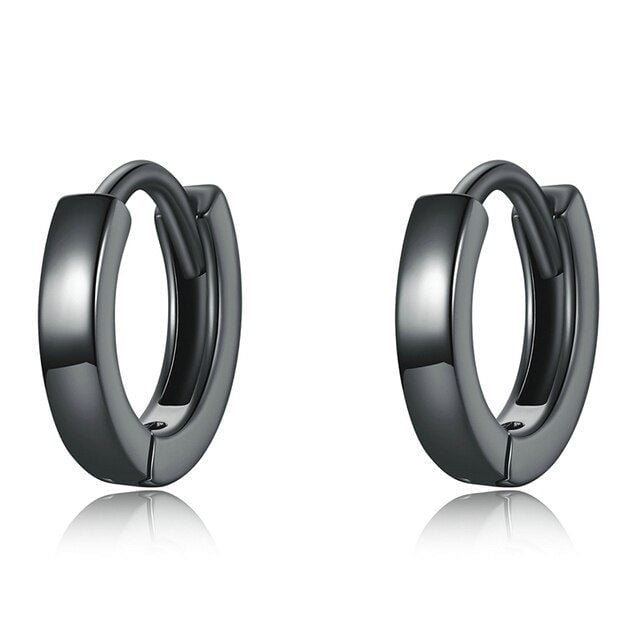 Boucles d'Oreilles Petit Créoles Lisses <titolo_esteso><span>en argent 925 plaqué noir</span></titolo_esteso>