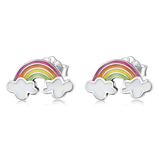 Boucles d'Oreilles Arc-en-Ciel <titolo_esteso><span>en argent 925 plaqué or blanc émaillé à la main</span></titolo_esteso>