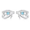 Boucles d’Oreilles Oeil d’Horus <myopt><span>Puces en Argent Sterling 925 plaqué or blanc avec zircons bleus</span></myopt>