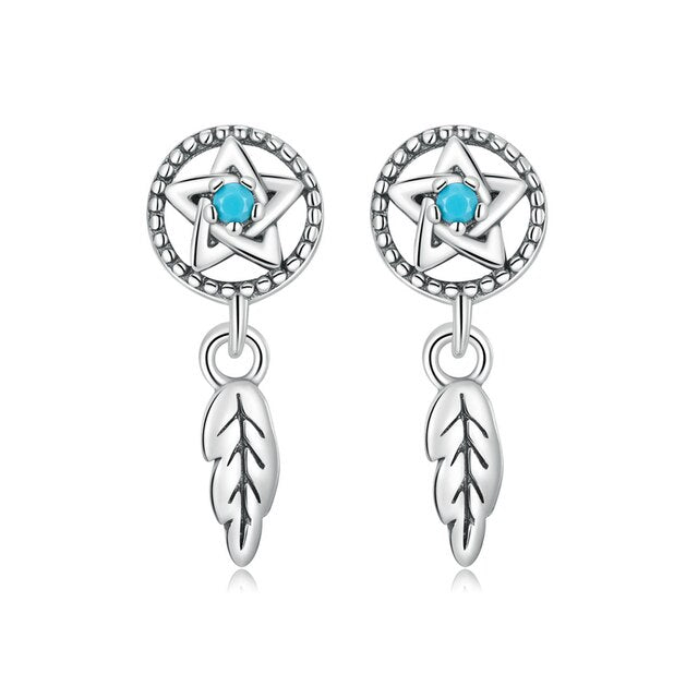 Boucles d’Oreilles Attrape-Rêves <myopt><span>Puces en Argent Sterling 925 plaqué or blanc</span></myopt>