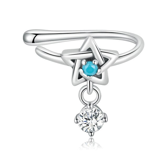 Bague d'Oreilles Pentacle <titolo_esteso><span>en argent 925 plaqué or blanc avec zircon blanc</span></titolo_esteso>