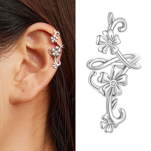 Bague d'Oreilles Fleurs <titolo_esteso><span>en argent 925 plaqué or blanc</span></titolo_esteso> - Image 2