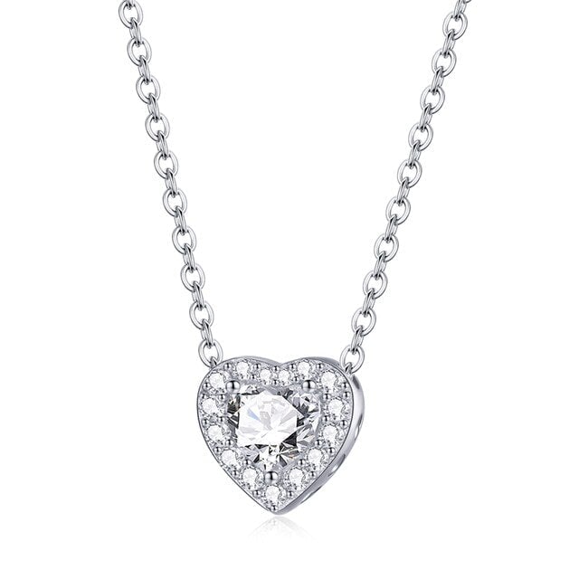 Collier Coeur <titolo_esteso><span>en argent 925 plaqué or blanc ajustable avec zircons blancs</span></titolo_esteso>