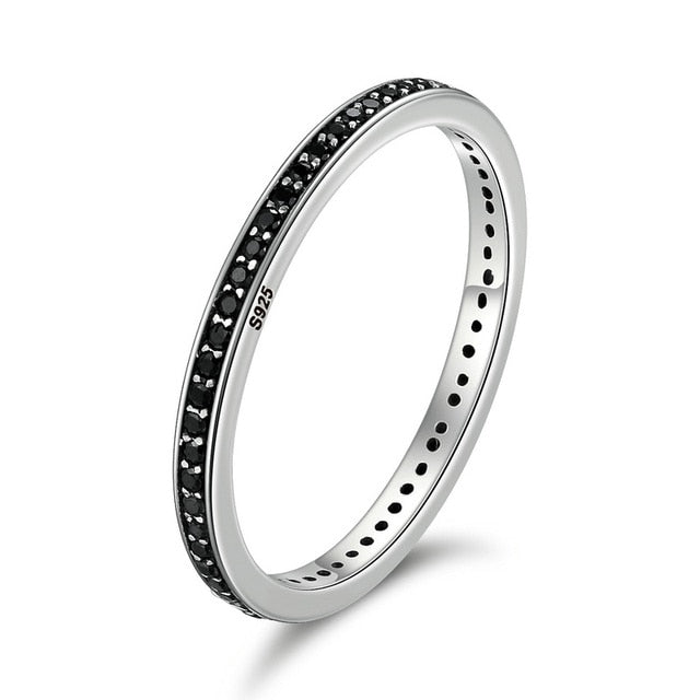 Bague Éternité <titolo_esteso><span>en argent 925 plaqué or blanc avec zircons noirs</span></titolo_esteso>
