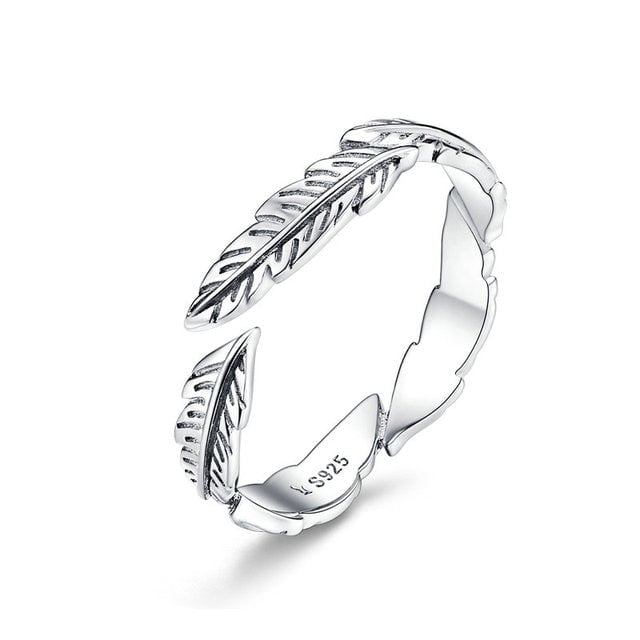 Bague Plumes <titolo_esteso><span>en argent 925 plaqué or blanc ajustable</span></titolo_esteso>