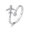 Bague Avion Brillant <titolo_esteso><span>en argent 925 plaqué or blanc ajustable avec zircons blancs</span></titolo_esteso>