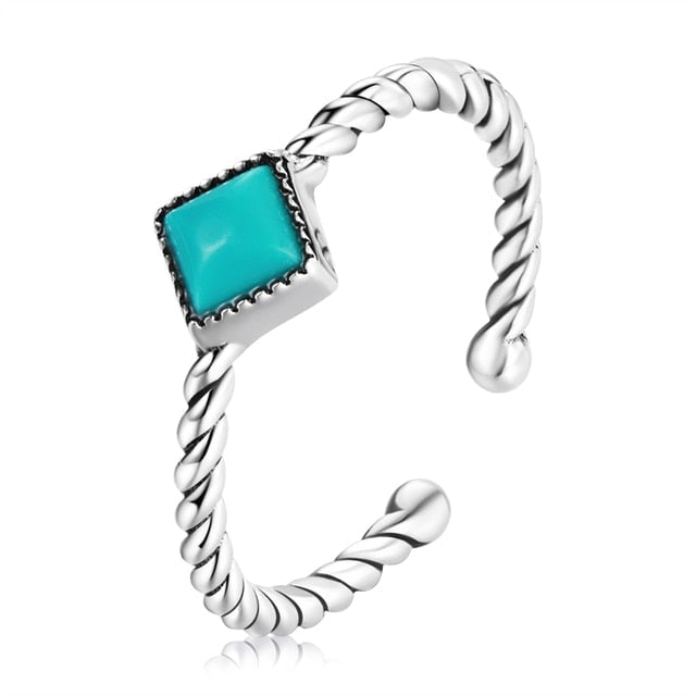 Bague Vintage avec Turquoise <titolo_esteso><span>en argent 925 plaqué or blanc ajustable</span></titolo_esteso>