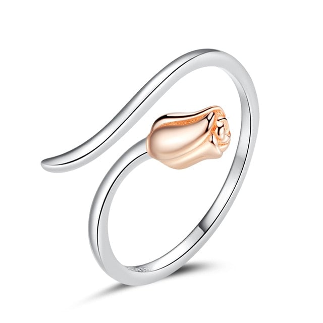 Bague Rose <titolo_esteso><span>en argent 925 plaqué or blanc et or rose ajustable</span></titolo_esteso>