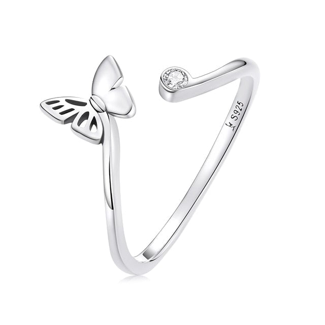 Bague Papillon <titolo_esteso><span>en argent 925 plaqué or blanc ajustable aver zircon blanc</span></titolo_esteso>