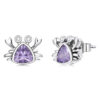 Boucles d'Oreilles Crabes <titolo_esteso><span>en argent 925 plaqué or blanc avec zircons violets et blancs</span></titolo_esteso>