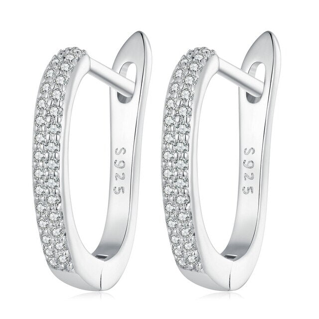 Boucles d’Oreilles Créoles Brillants <titolo_esteso><span>en argent 925 plaqué or blanc avec zircons blancs</span></titolo_esteso>