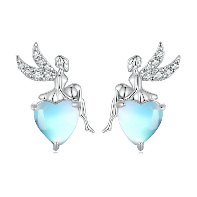 Boucles d'Oreilles Fées <titolo_esteso><span>en argent 925 plaqué or blanc avec zircons colorés</span></titolo_esteso>