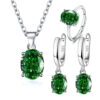 Parure de Bijoux <myopt><span>Argent Sterling 925 plaqué or blanc avec collier, boucles d’oreilles et bague ajustable avec zircons verts</span></myopt>